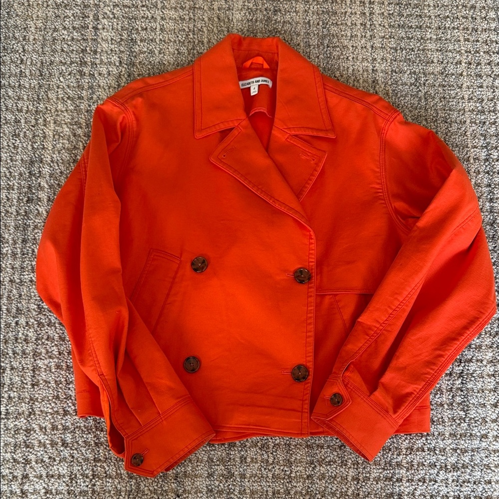 Elizabeth and James Vibrant Orange Pea Coat